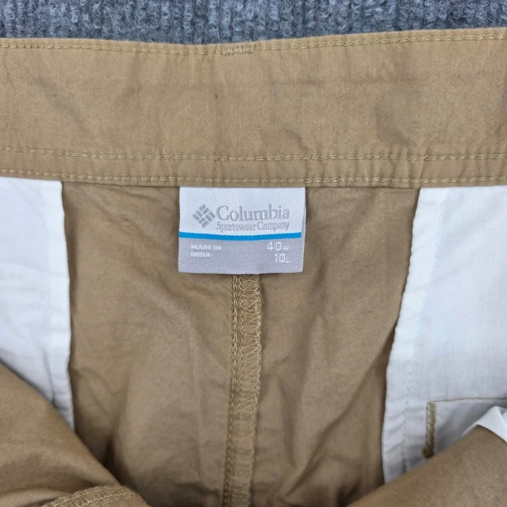 Columbia Mens Tan Cotton Poplin Flat Front Shorts 40W 10L AM4471 NWT